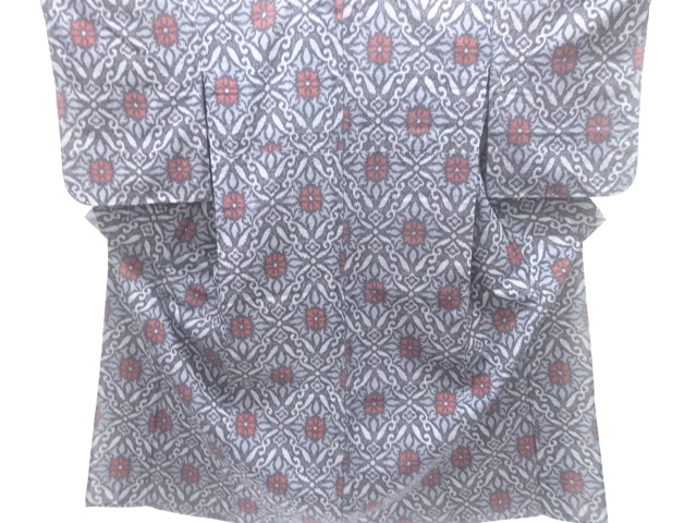 JAPANESE KIMONO / ANTIQUE TAISHO ROMANTICISM HANABISHI PATTERN WOVEN H